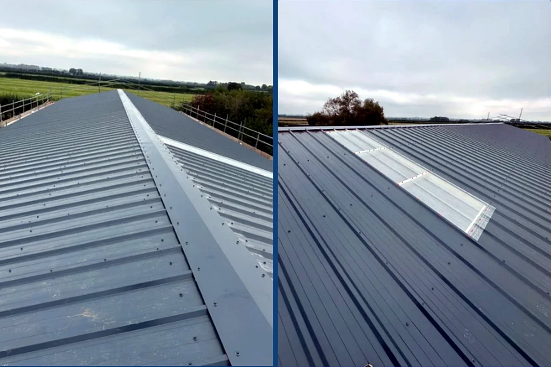 Completed sheet roof ridge